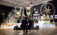 Bonham's Auction of kinetic sculpture 
'A Quiet Afternoon in the Cloud Cuckoo Valley' by Rowland Emett. 
Press photo call 
12th August 2019 
At Bonhams, New Bond Street, London, Great Britain