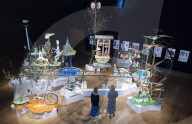 Bonham's Auction of kinetic sculpture 
'A Quiet Afternoon in the Cloud Cuckoo Valley' by Rowland Emett. 
Press photo call 
12th August 2019 
At Bonhams, New Bond Street, London, Great Britain