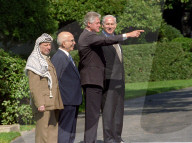 Yassir Arafat, Benyamin Netanyahu and King Hussein visit the White House, Washington DC, USA - 01 Oct 1996