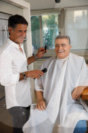 Israeli Labor leader Amir Peretz, ceremoniously shaves mustache