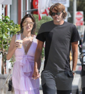 Alessandra Ambrosio Dons Sexy Low Cut Pink Dress For Lunch With Beau Nicolo Oddi 