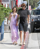 Alessandra Ambrosio Dons Sexy Low Cut Pink Dress For Lunch With Beau Nicolo Oddi 