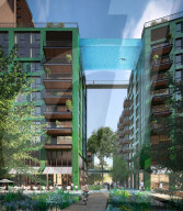 FEATURE - Im durchsichtigen Pool hoch oben zwischen Luxus-Häusern in London schwimmen