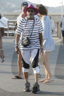 Spike Lee arriving at harbour of Saint Tropez