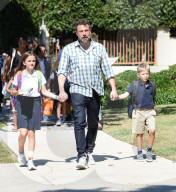 PREMIUM EXCLUSIVE Ben Affleck Looks Like A Typical Dad During A School Run In Brentwood