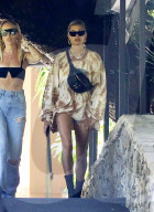 PREMIUM EXCLUSIVE Hailey Baldwin Shows Off Her Slender Stems During Lunch Date With A Gal Pal