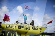 Extinction Rebellion blocks UK fracking site in climate protest. Environmental activists demonstrate outside Cuadrilla’s Preston New Road site