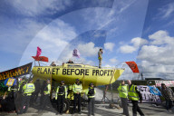 Extinction Rebellion blocks UK fracking site in climate protest. Environmental activists demonstrate outside Cuadrilla’s Preston New Road site