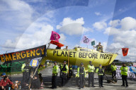 Extinction Rebellion blocks UK fracking site in climate protest. Environmental activists demonstrate outside Cuadrilla’s Preston New Road site