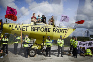 Extinction Rebellion blocks UK fracking site in climate protest. Environmental activists demonstrate outside Cuadrilla’s Preston New Road site