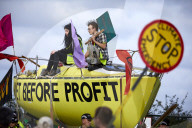 Extinction Rebellion blocks UK fracking site in climate protest. Environmental activists demonstrate outside Cuadrilla’s Preston New Road site