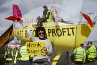 Extinction Rebellion blocks UK fracking site in climate protest. Environmental activists demonstrate outside Cuadrilla’s Preston New Road site
