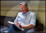 David Cameron writing his book