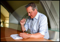 David Cameron writing his book