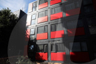 Families living in shipping containers