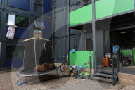 Families living in shipping containers