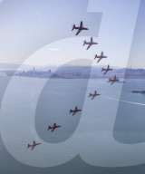 Red Arrows Flypast over Golden Gate Bridge
