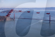 Red Arrows Flypast over Golden Gate Bridge