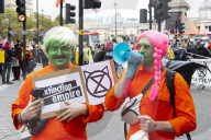 Extinction Rebellion activists in London, Great Britain 7th October 2019 On Westminster Bridge and Trafalgar Square, London.