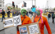 Extinction Rebellion activists in London, Great Britain 7th October 2019 On Westminster Bridge and Trafalgar Square, London.