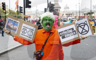 Extinction Rebellion activists in London, Great Britain 7th October 2019 On Westminster Bridge and Trafalgar Square, London.