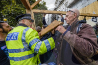 Climate change activists from the Extinction Rebellion start a couple of weeks actions around the Houses of Parliament. They block and occupy roads around the Parliament and some chain themselves to a truck outside the Home Office.
