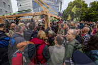 Climate change activists from the Extinction Rebellion start a couple of weeks actions around the Houses of Parliament. They block and occupy roads around the Parliament and some chain themselves to a truck outside the Home Office.