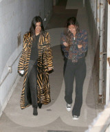 PREMIUM EXCLUSIVE Kourtney Kardashian Looking Fierce In Tiger Striped Overcoat For Church Service