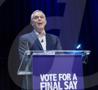 Stop the Brexit landslide Rally at the Mermaid theatre London.