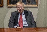 British Prime Minister Boris Johnson photographed during a visit to ohn Smedley knitwear factory in Matlock, Derbyshire.