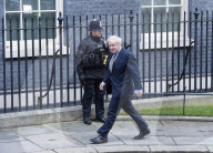 Boris Johnson UK Prime Minister arrives back at Number 10 Downing Street, London after meeting with HM Queen Elizabeth.