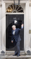Boris Johnson UK Prime Minister arrives back at Number 10 Downing Street, London after meeting with HM Queen Elizabeth.