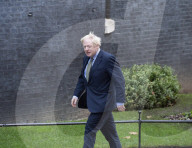 Boris Johnson UK Prime Minister arrives back at Number 10 Downing Street, London after meeting with HM Queen Elizabeth.