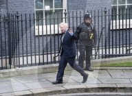 Boris Johnson UK Prime Minister arrives back at Number 10 Downing Street, London after meeting with HM Queen Elizabeth.