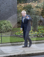 Boris Johnson UK Prime Minister arrives back at Number 10 Downing Street, London after meeting with HM Queen Elizabeth.
