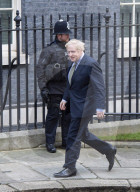 Boris Johnson UK Prime Minister arrives back at Number 10 Downing Street, London after meeting with HM Queen Elizabeth.