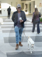 PREMIUM EXCLUSIVE Lukas Haas Brings His Pup Along For His Morning Coffee Run