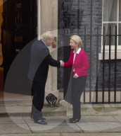 Dr Ursula von der Leyen the EU President arrives at Downing Street, Westminster, London, to meet Boris Johnson UK Prime Minister for talks.