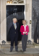 Dr Ursula von der Leyen the EU President arrives at Downing Street, Westminster, London, to meet Boris Johnson UK Prime Minister for talks.