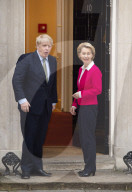 Dr Ursula von der Leyen the EU President arrives at Downing Street, Westminster, London, to meet Boris Johnson UK Prime Minister for talks.
