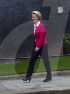 Dr Ursula von der Leyen the EU President arrives at Downing Street, Westminster, London, to meet Boris Johnson UK Prime Minister for talks.