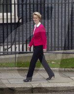 Dr Ursula von der Leyen the EU President arrives at Downing Street, Westminster, London, to meet Boris Johnson UK Prime Minister for talks.