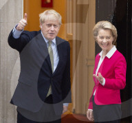 Dr Ursula von der Leyen the EU President arrives at Downing Street, Westminster, London, to meet Boris Johnson UK Prime Minister for talks.