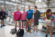 No Trousers Tube Ride 2020
hosted by The Stiff Upper Lip Society
Where Londoners remove their trousers as they ride the tube around London, Great Britain. 
12th January 2020