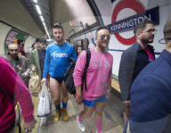 No Trousers Tube Ride 2020
hosted by The Stiff Upper Lip Society
Where Londoners remove their trousers as they ride the tube around London, Great Britain. 
12th January 2020