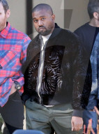 PREMIUM EXCLUSIVE Kanye West Sports A Swanky Zip Up Jacket At Calabasas Office