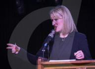 Rebecca Long-Bailey MP Labour Leadership election candidate announcing a new policy to members and supporters, Hackney, London.
