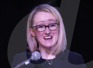 Rebecca Long-Bailey MP Labour Leadership election candidate announcing a new policy to members and supporters, Hackney, London.