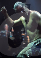 DENVER OCTOBER 06: Vocalist Till Lindermann of the Heavy Metal band Rammstein performs in concert October 6, 1998 at McNichols Arena in Denver, CO. 