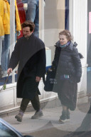 Helena Bonham Carter takes a winter stroll with her boyfriend Rye Dag Holmboe and their pet pooch